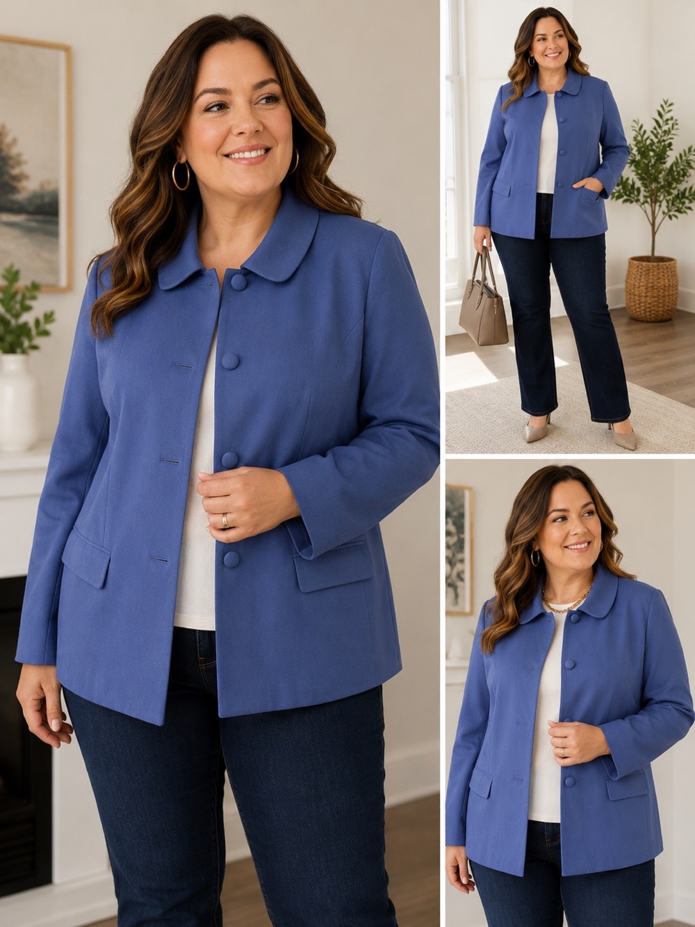 Alfred Dunner Blazer Blue Vintage Wool Fully Lined Pockets Shoulder Pads Size 16